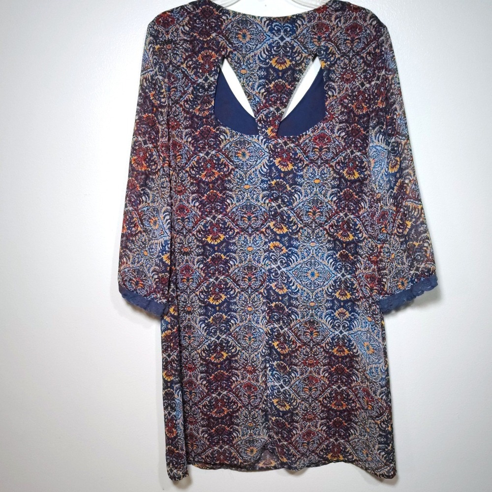 Luxology Women Size 12 Print Shift‎ Dress Baroque Tile Medallion 3/4 Sleeve - Picture 4 of 12
